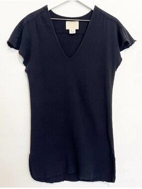 Anaak Gauze Dress Small Black 100%‎ Cotton Flutter Sleeve Resort Luxe Hamptons